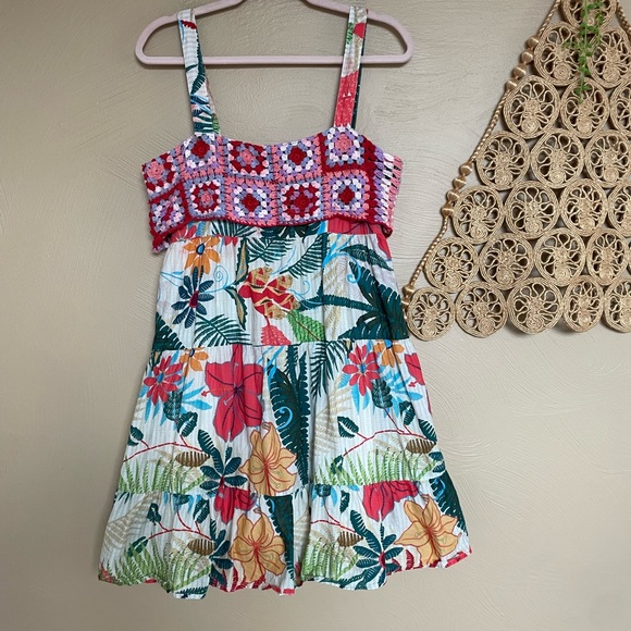Anthropologie Farm Rio Crochet Top Mini Dress, Sundress, Size Medium - Picture 9 of 14